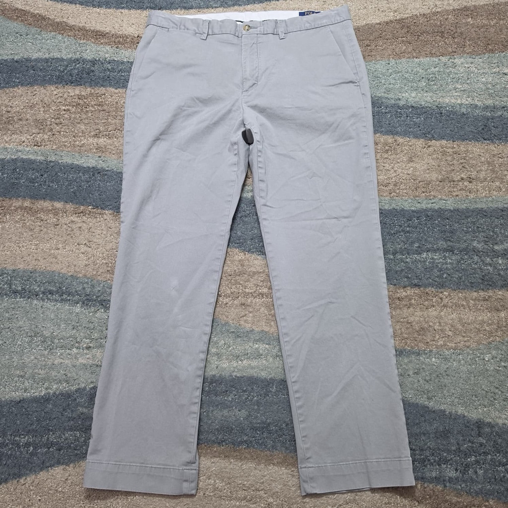 Polo Ralph Lauren Classic Cotton Twill Chino Pants Mens 35x30 Gray Flat Front